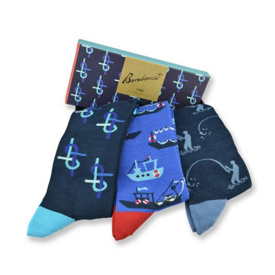Fishos 3PK Socks Gift Set, Socks, Bamboozld, Bamboo, Cotton, Spandex, Assorted Colour, SS7102, Clinks.com