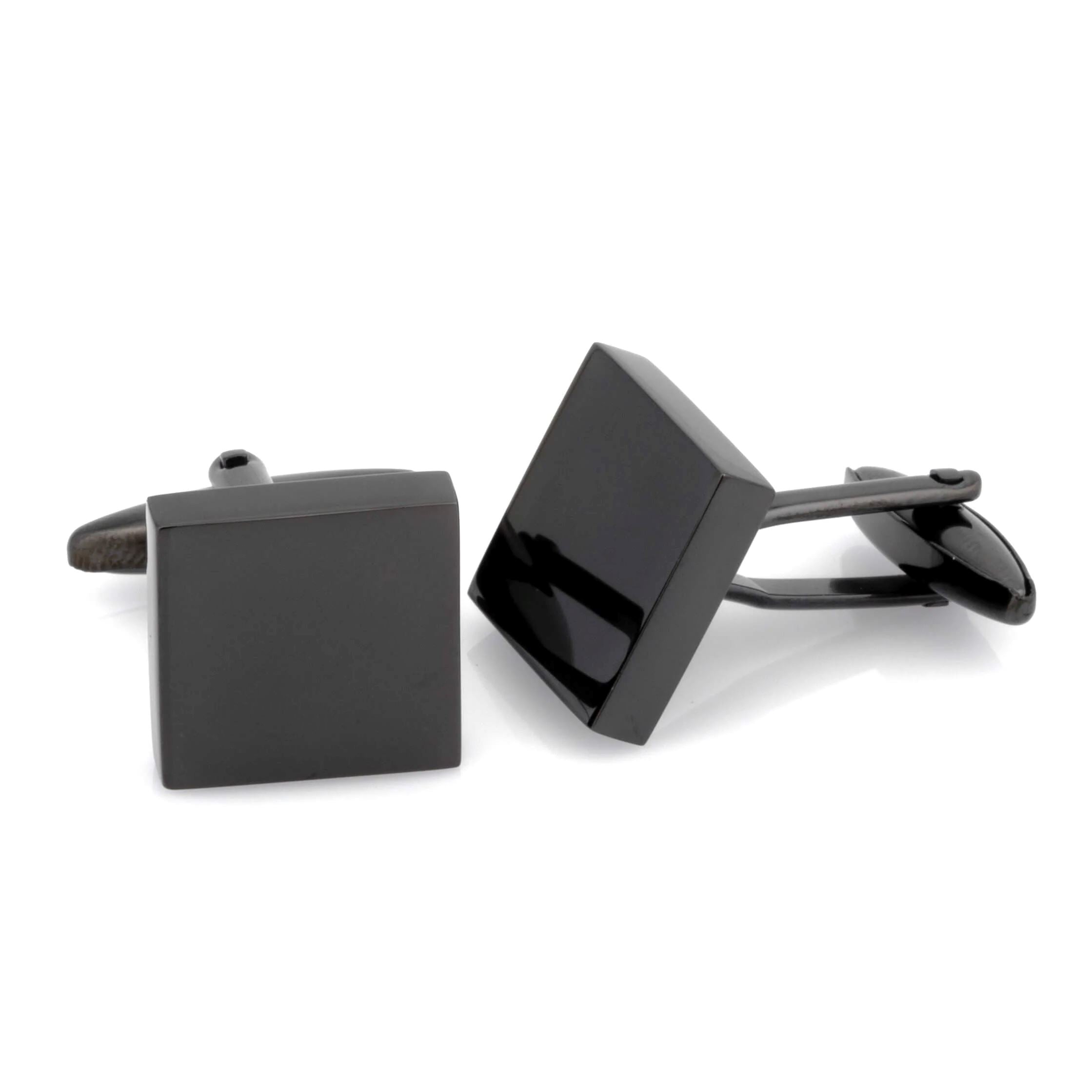 Shiny Black Square Cufflinks Classic & Modern Cufflinks Clinks Australia 