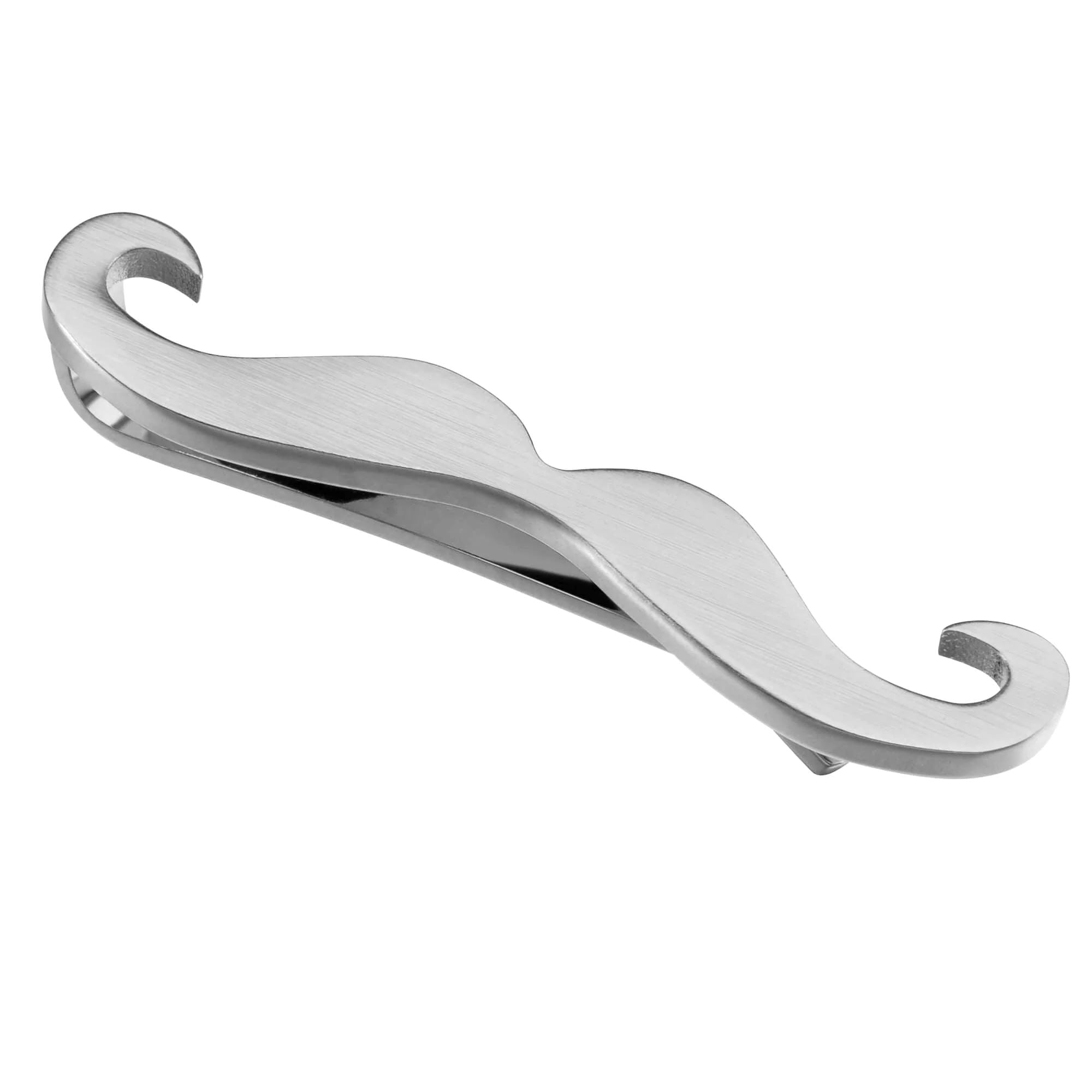 Moustache Tie Bar in Brushed Silver Tie Bars Clinks Australia 
