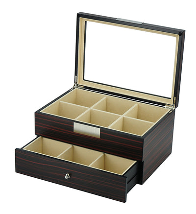 Ebony Wooden Tie Box for 12, Storage Boxes, CB5015, Tie Stotage Box, Cuffed, Clinks, Clinks Australia