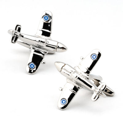 Silver Fighter Jet Plane Cufflinks